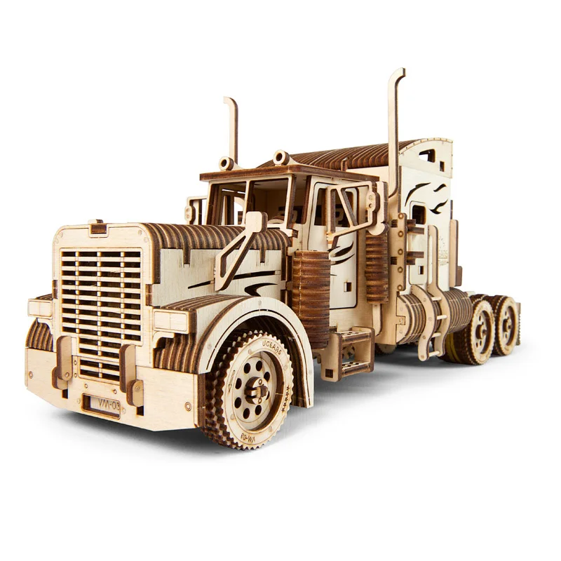

Ukrainian ugears wooden mechanical transmission model movable assembled toy heavy truck car gift man
