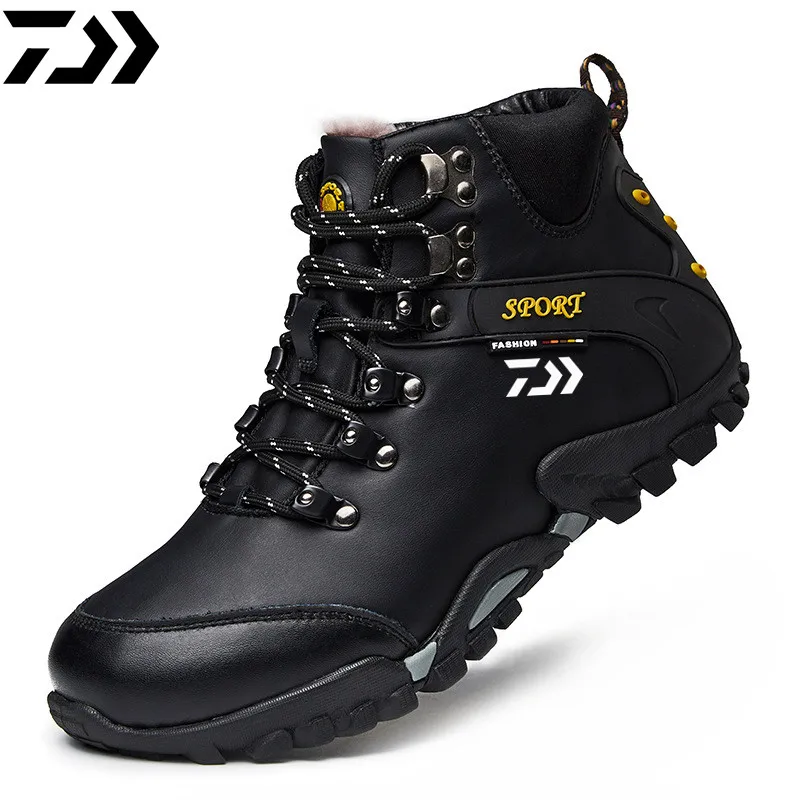 

2021 DAIWA Fishing Waterproof Shoes Men's Outdoor Winter Sports Round Head Frosted Breathable Warm Wear-resistant Martin Boots