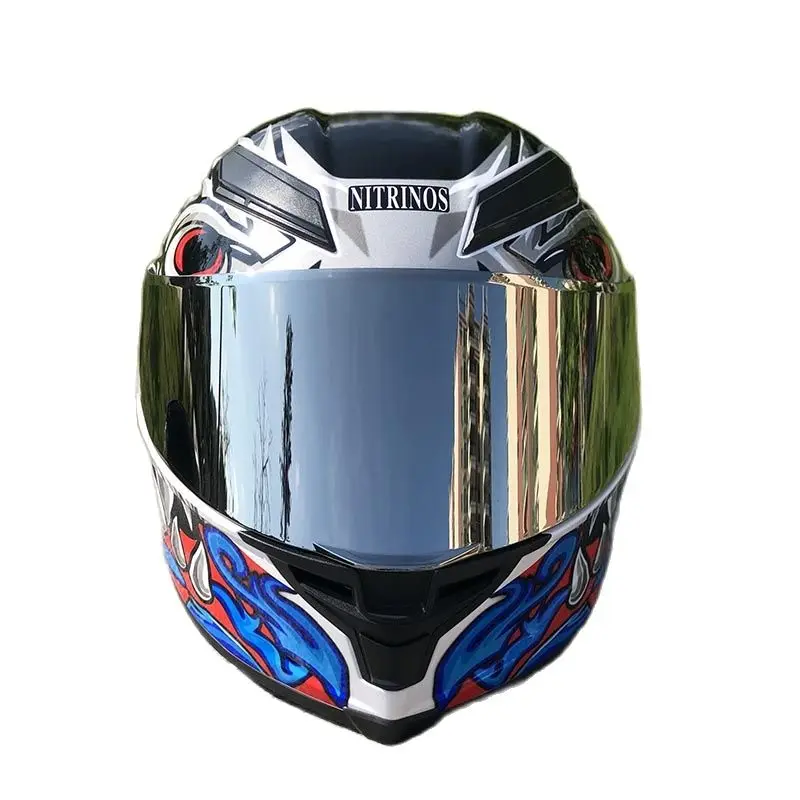 Мотоциклетный шлем на все лицо для мужчин и женщин с золотым козырьком большими