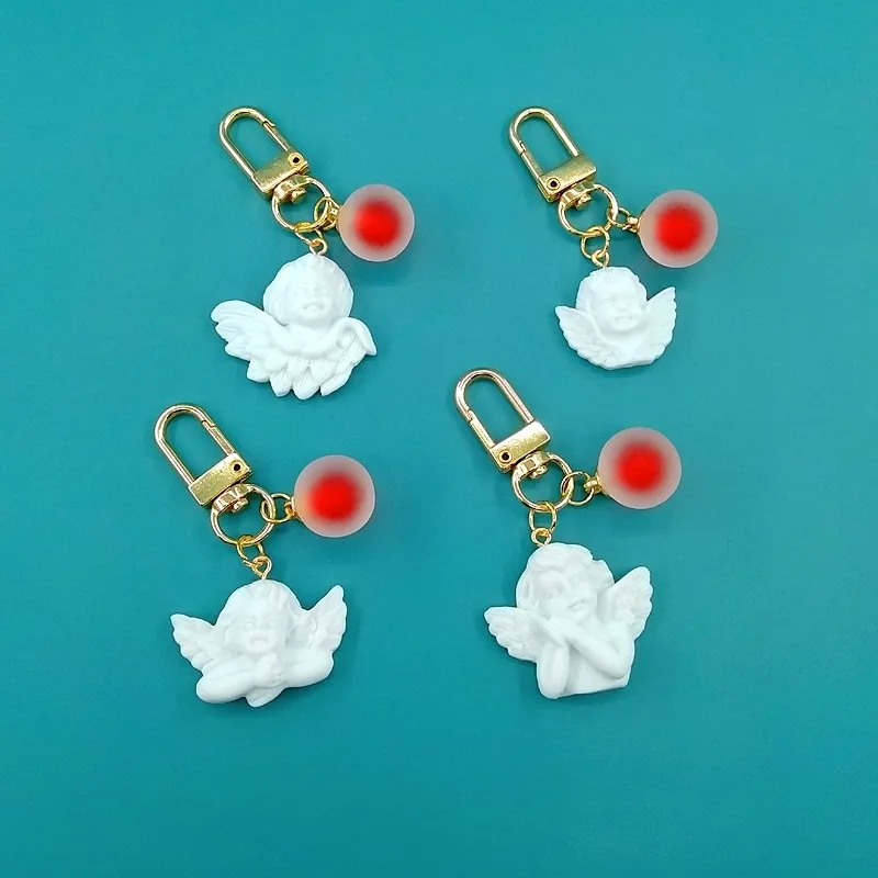 

Baroque Angel Keychain Lovely Resin Doll Backpack Bag Airpods Decoration Car Key Pendant Accessories Charm Keyring Jewelry Gift