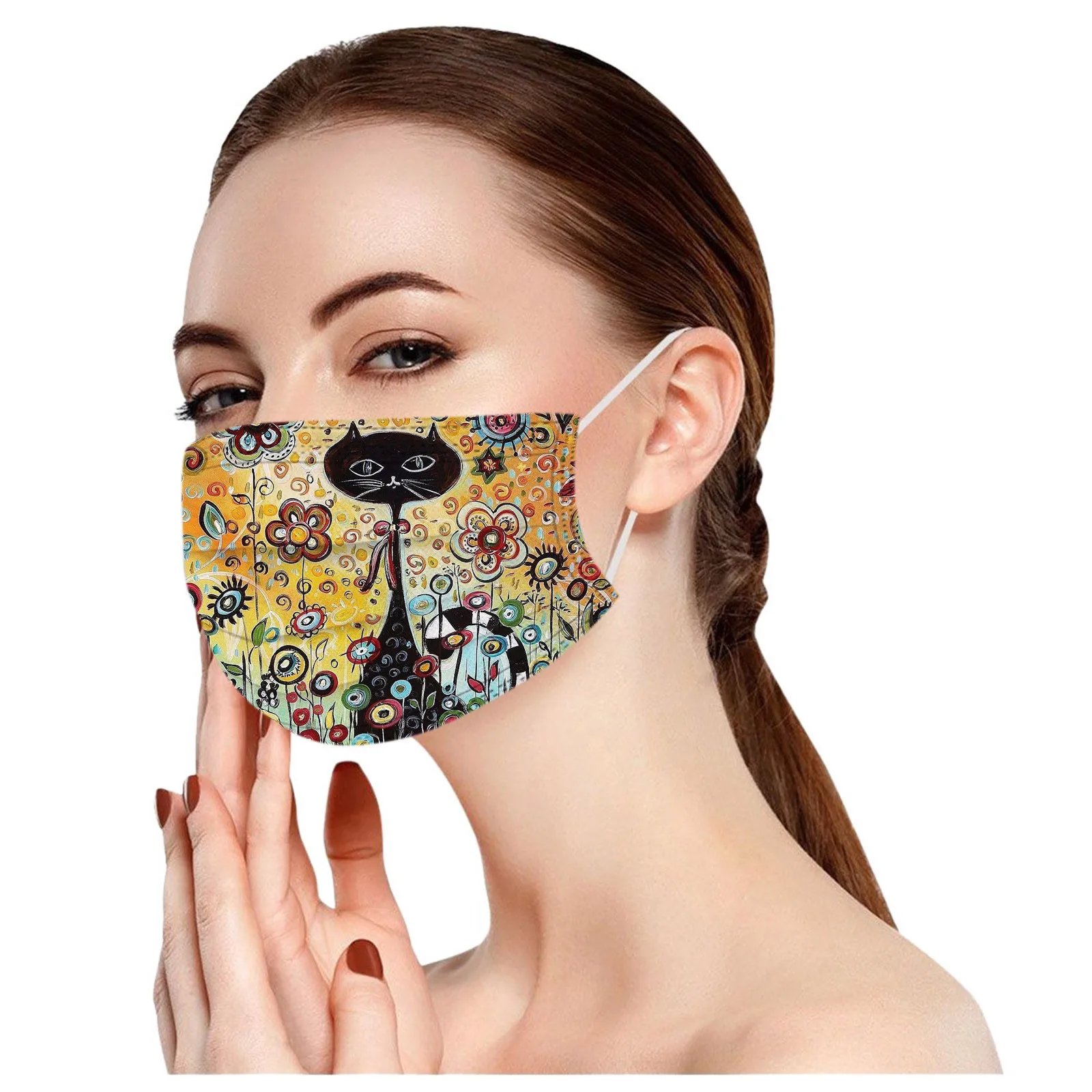 50 шт. одноразовые маски для лица взрослых цветы кошка мультяшные рисунки