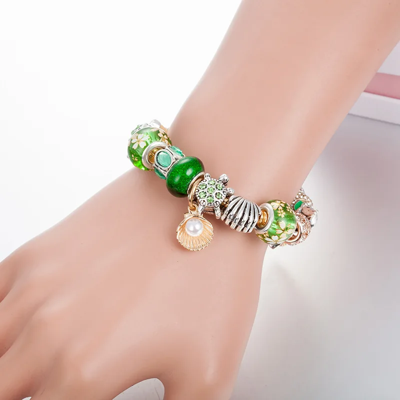 

Pan's new fashion DIY beaded bracelet innovative design turtle dolphin pearl shell fashion bracelet