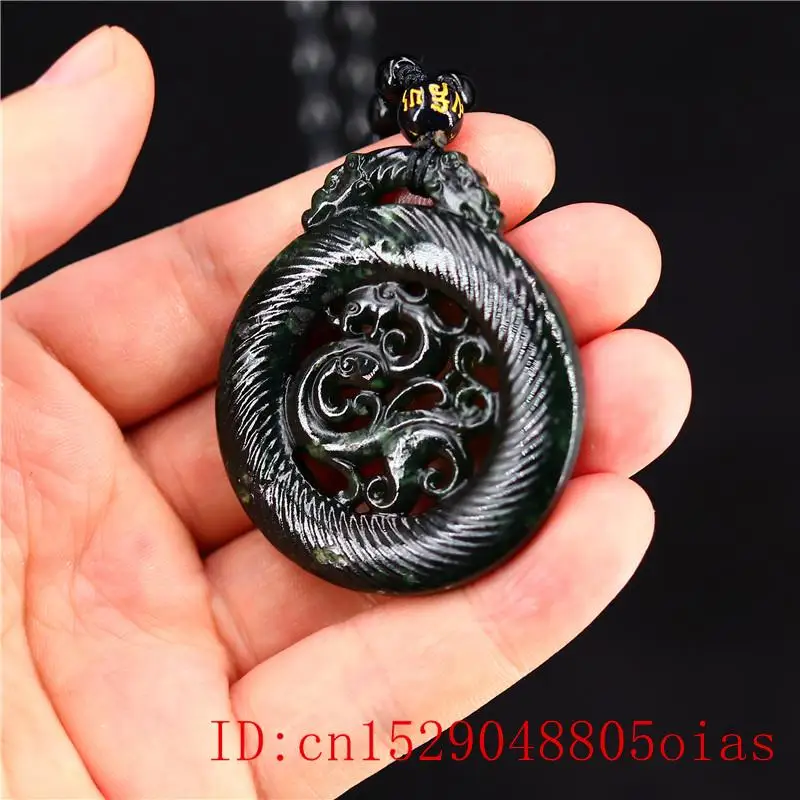 Нефритовый Феникс кулон ожерелье очарование Натуральный китайский амулет Мода