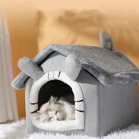 foldable pet house with mat cats little bed winter indoor warm cat bed removable dog sleeping nest for pets puppy cozy cave beds