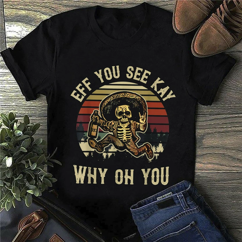 Eff You See Kay Why Oh Винтажная футболка Черная Хлопковая мужская с принтом от