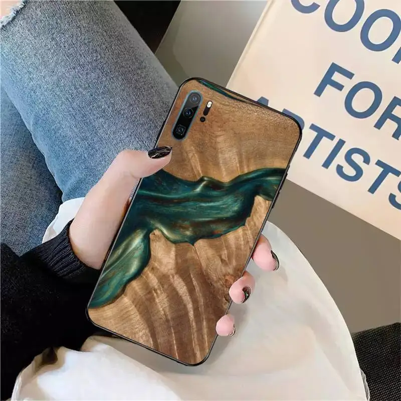 

Traveler Protective Wood Resin art Phone Case For Huawei honor Mate P 9 10 20 30 40 Pro 10i 7 8 a x Lite nova 5t