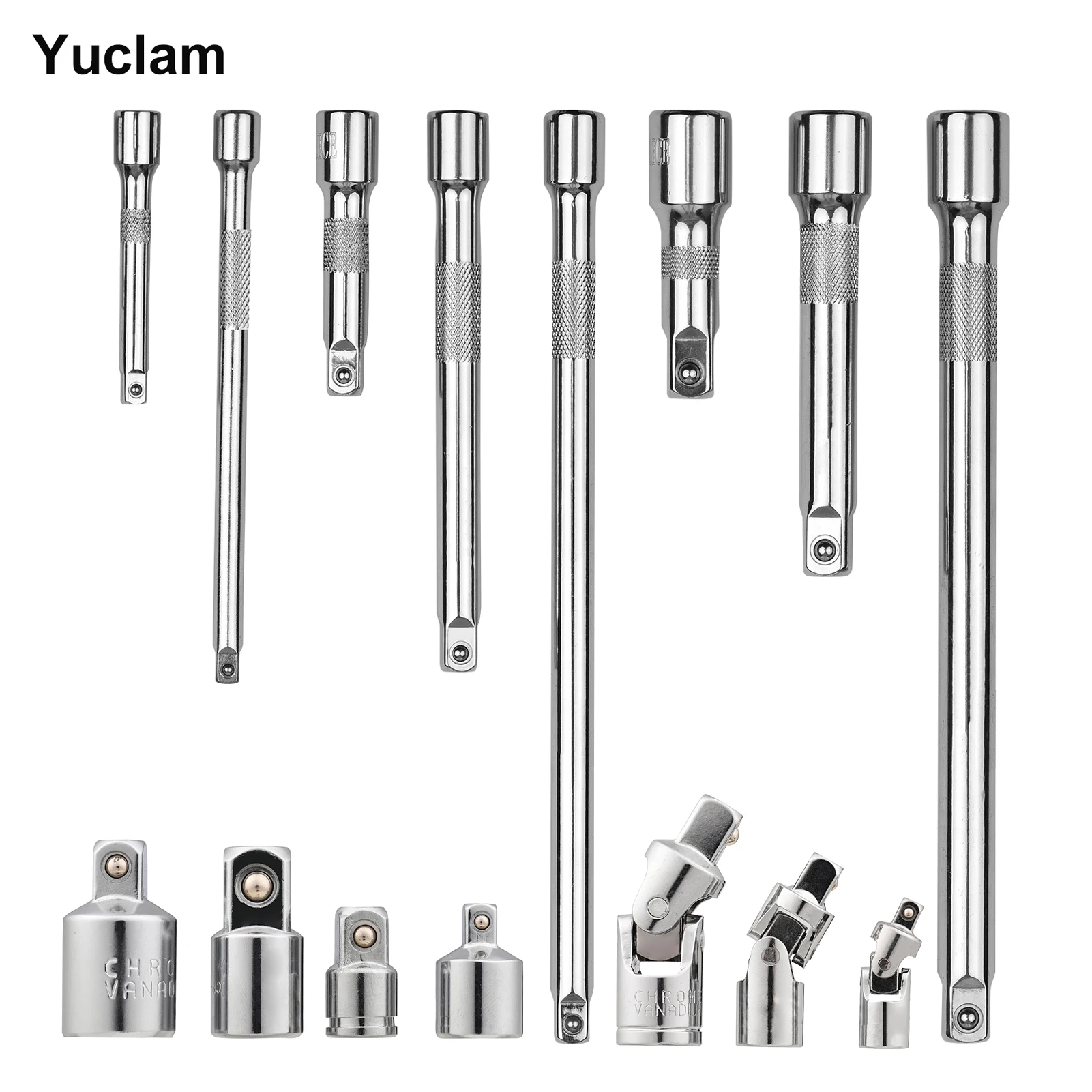 

15pcs Drive Tool Set Includes Socket Adapters 1/4'' 3/8'' 1/2'' Extensions and Joints Drive Impact Extension Bar and Adapter Set