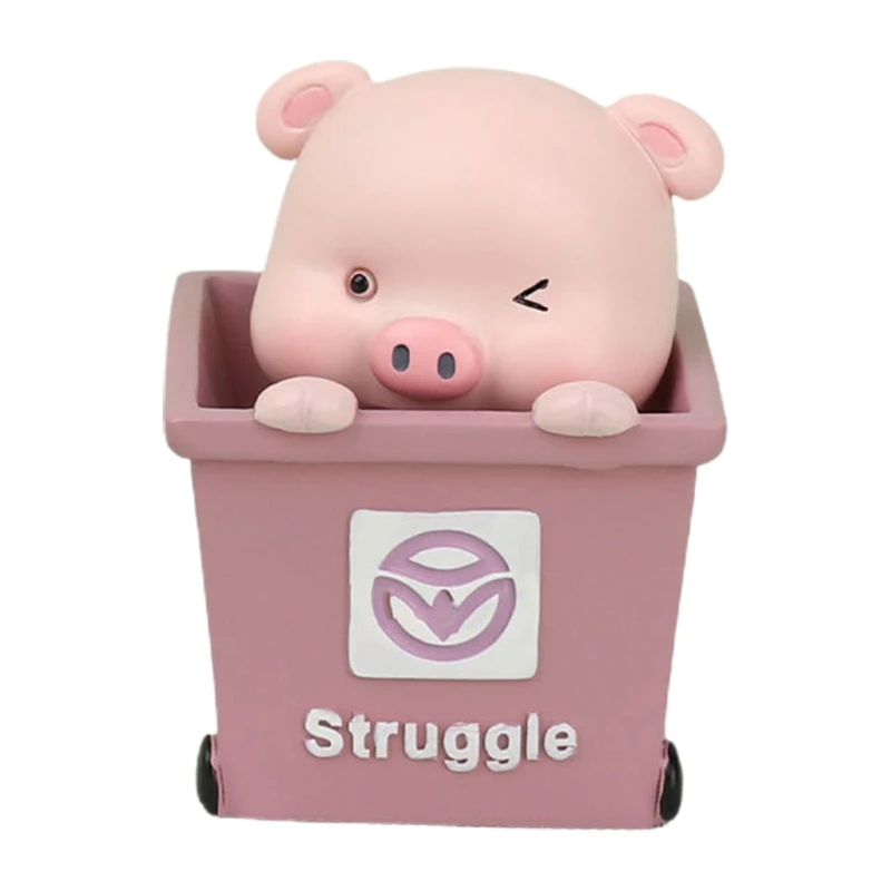 

Resin Cartoon Garbage Classification Pig Sculpture Ornament Mini Waste Sorting Trash Can Figurine Home Car Decoration