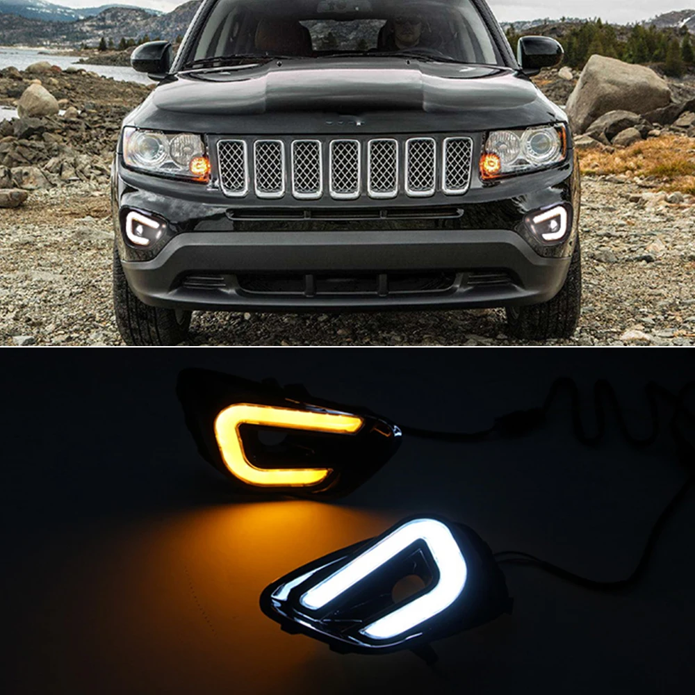 Автомобильная проблесковая 1 пара для Jeep Compass 2011 - 2016 светодиодный DRL Дневной