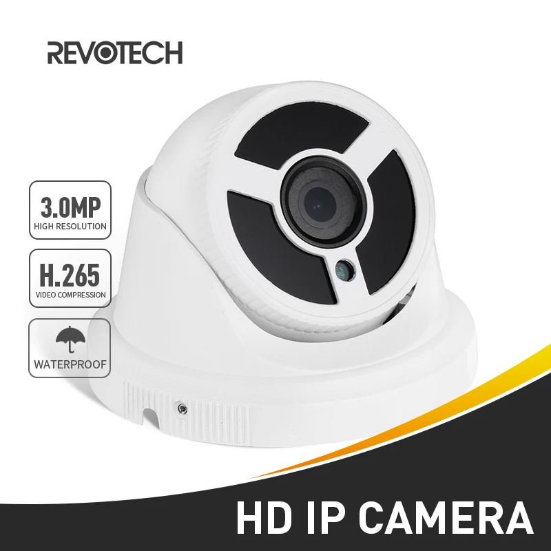 Водонепроницаемая IP камера H.265 3 Мп 1296P / 1080P с ИК светодиодом наружная купольная