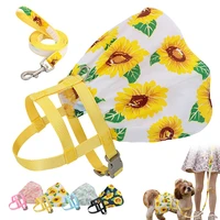 cute small dog cat harness leash floral printed pet harness vest summer dress clothing for small medium dogs cats chihuahua