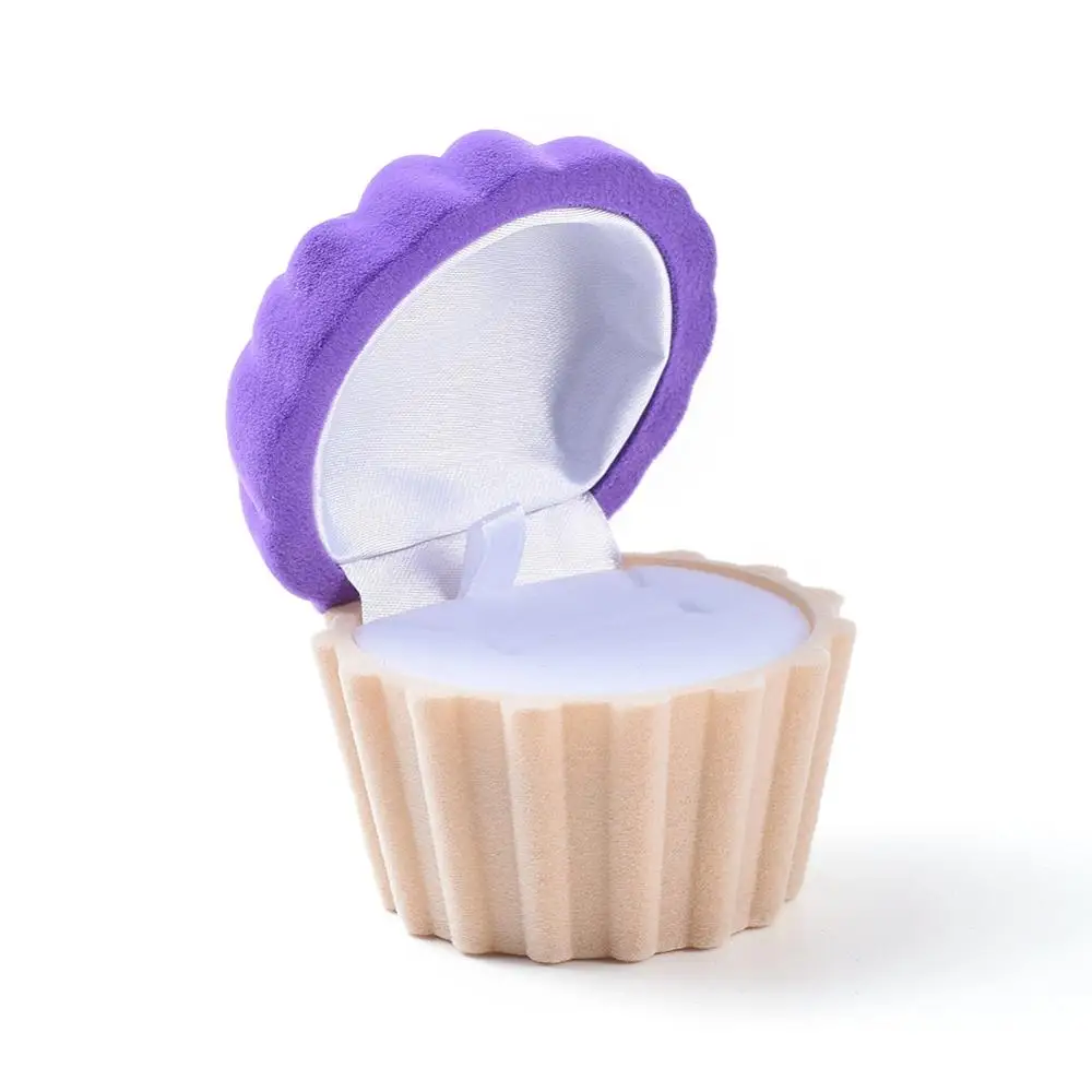 10pcs purple hot pink cup cake shape velvet jewelry gift boxes portable jewelry storage case for ring earrings necklaces 6x5 8cm free global shipping