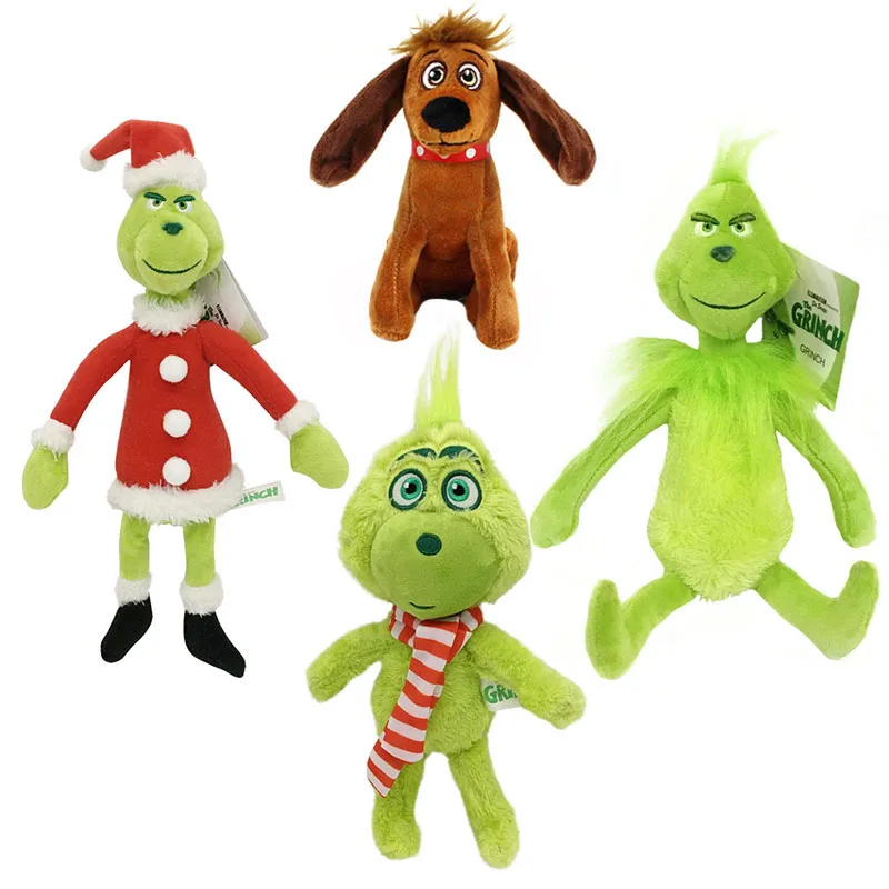 

4pcs/Lot HOT 18-40cm How the Grinchs Stole Plush Toys Christmas Grinch Max Dog Doll Toys Soft Stuffed Plushie for Children Gifts
