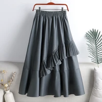 designer irregular autumn winter women skirts 2021 new korean style tassel large swing pleated mermaid skirt jupe femme
