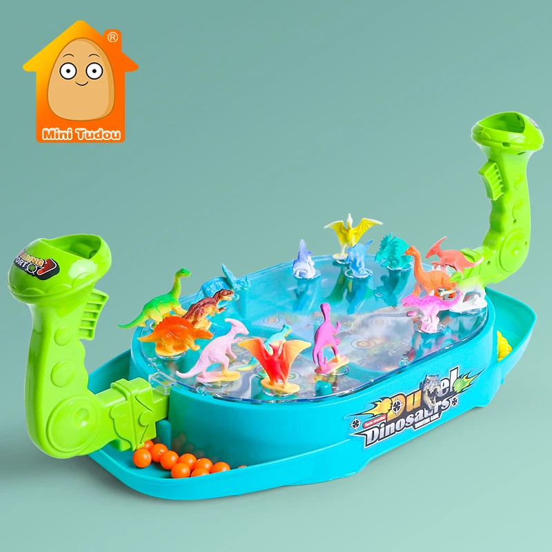 

Kids Desktop Game Plastic Dinosaur Model Battle Shooting Bead Parent Child Family Party Interactive Educational Toy For Boy Girl