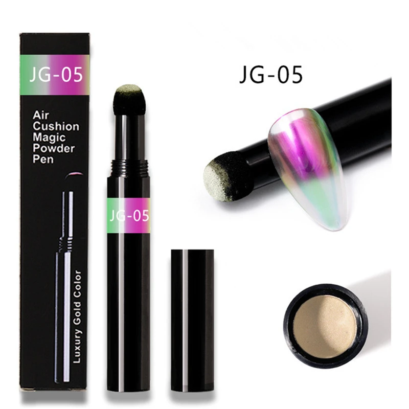 

MiFanXi 6 Color Nail Art Air Cushion Mirror Aurora Effect Magic Powder Pen Gold Chrome Pigment Dust Design Manicure Decoration