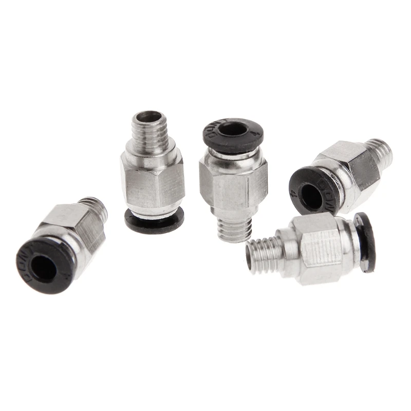 

5Pcs Pneumatic Fittings PC4-M6 Bore 4mm For 4mm PTFE Tube Connector Coupler