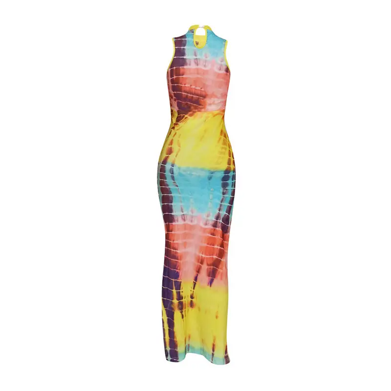 

Women Dress Print Sleeveless Side Split Maxi Dress Bodycon Sexy Club Party Long Midi Dresses Vestidos