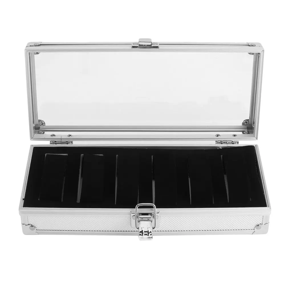 6/12 Grids Slots Aluminium Watches Box Jewelry Display Storage Square Case Suede Inside Container Watch Casket