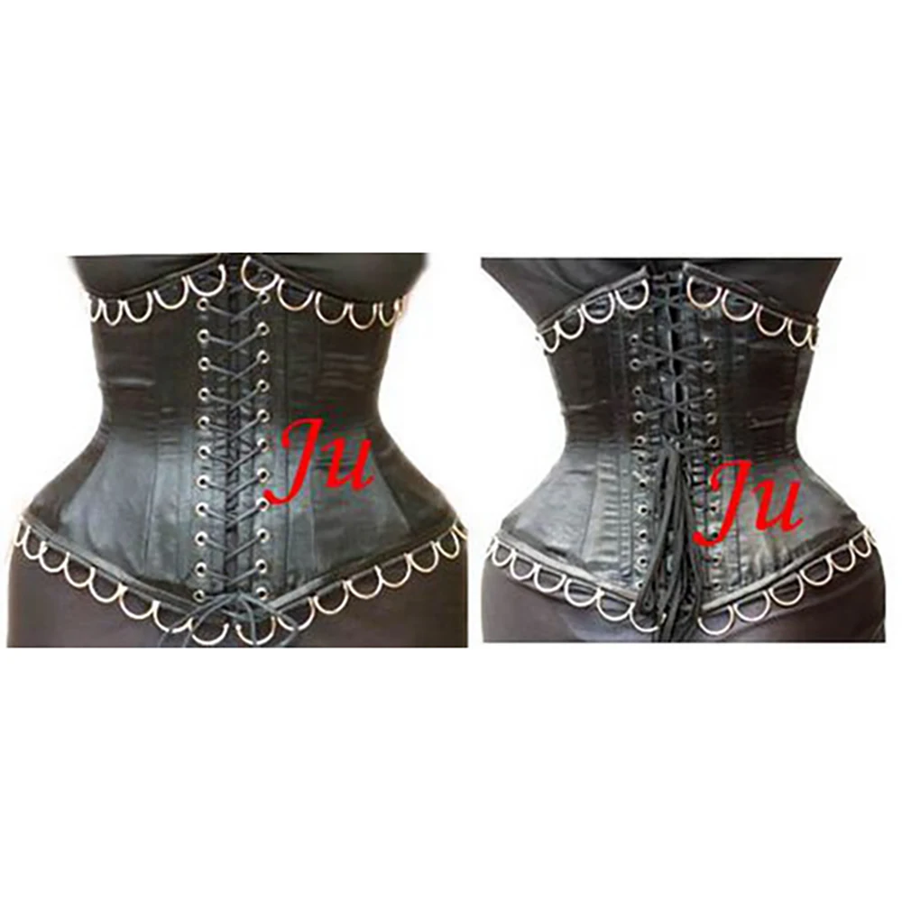 

Корсет из искусственной кожи черного цвета с косточками из ПВХ