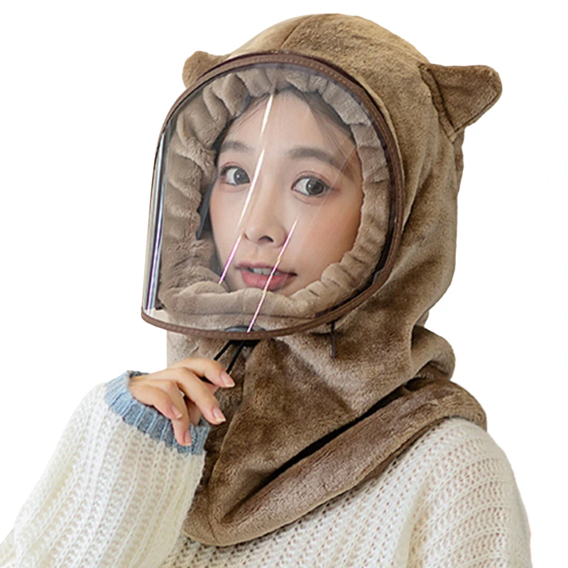 

Hat Female Classic Autumn And Winter Integrated Hooded Ear Protection Cold And Keep Warming Chill Cap Cyclist Windproof Hats
