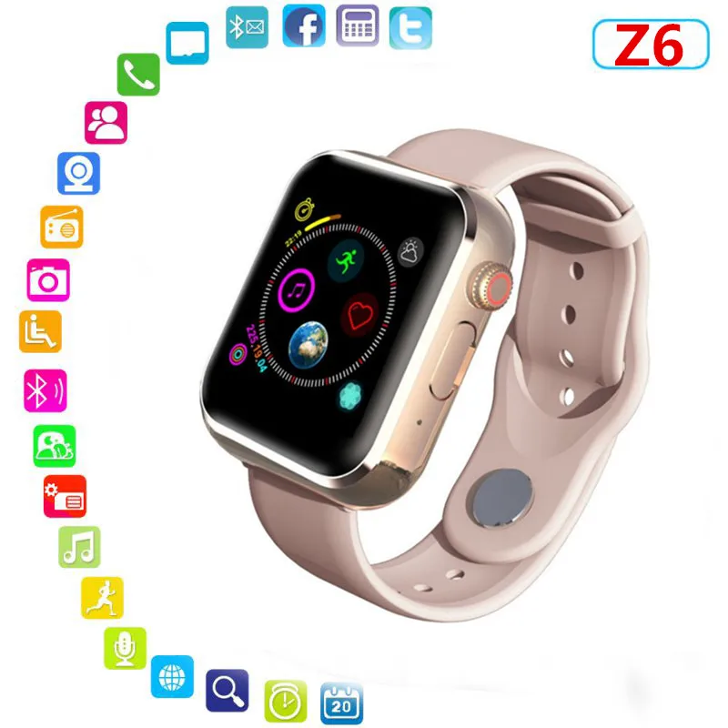 Z6 Смарт часы для мужчин телефона Android Apple Watch Поддержка 2G Sim TF карта 2.0MP камера Bluetooth