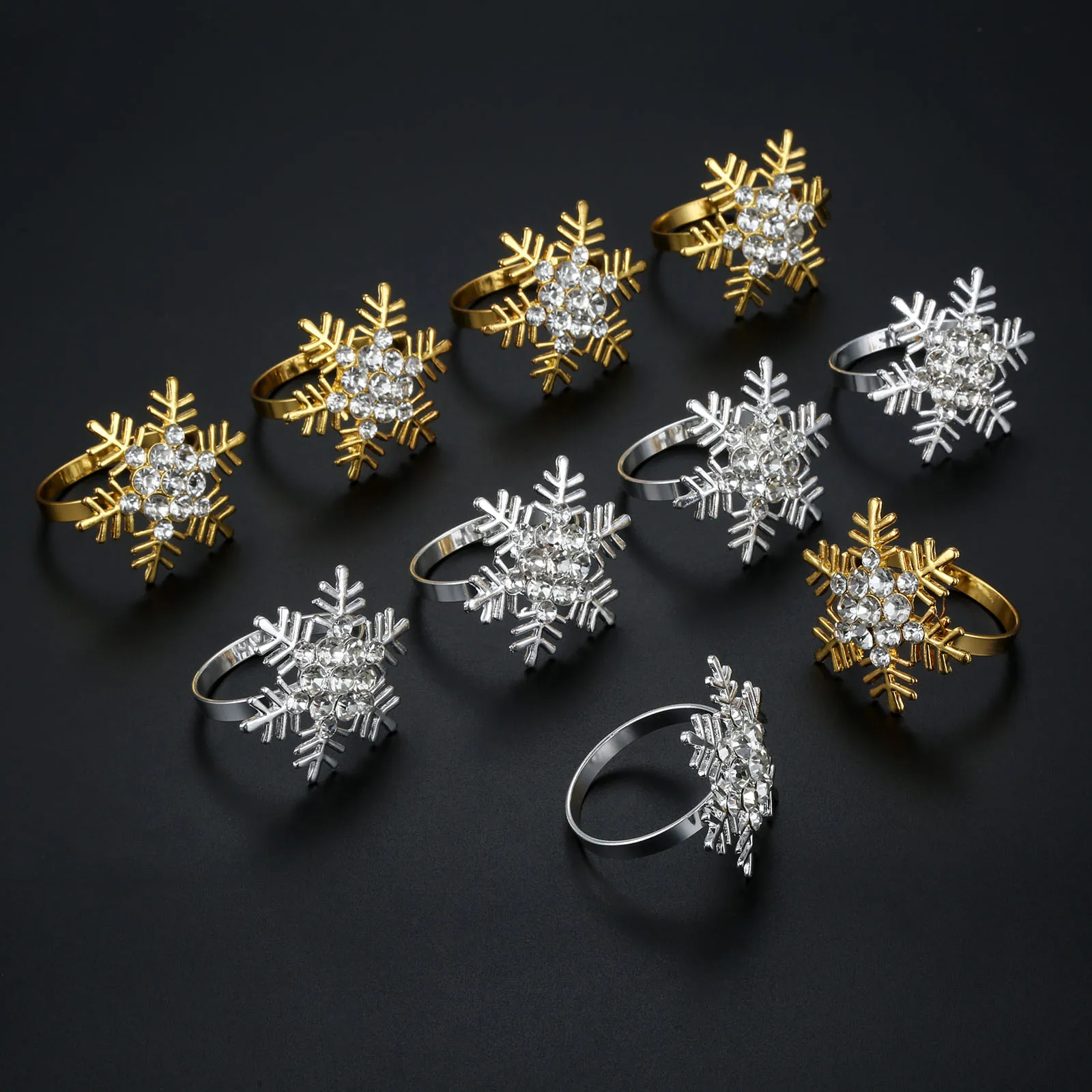 

12Pcs Snowflake Napkin Rings For Dinner Party Birthday Wedding Family Gatherings Table Decor Gold/Silver