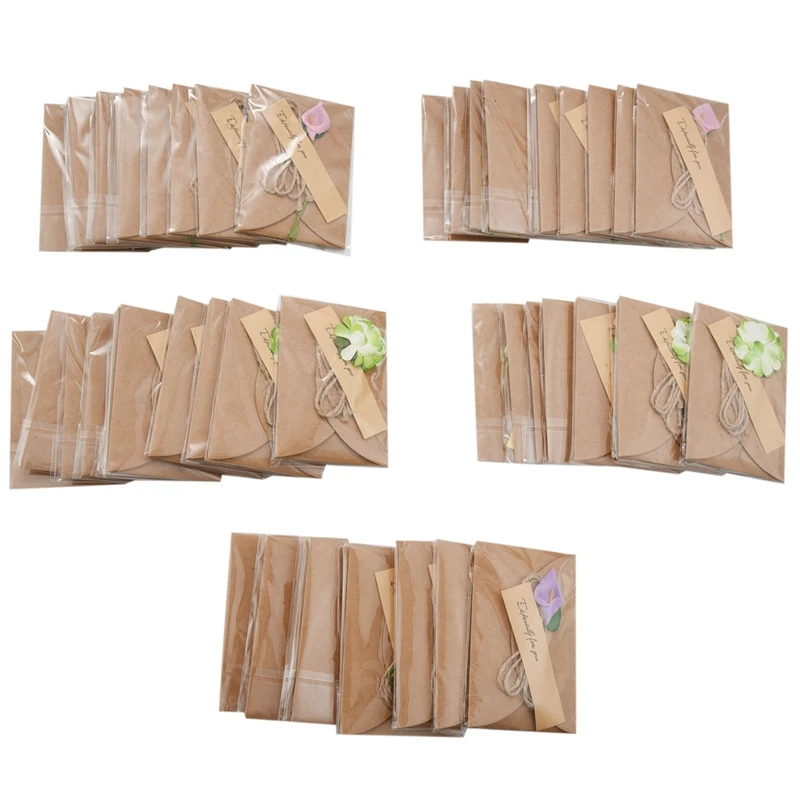 

Поздравительные открытки с высушенными цветами, 50 шт., винтажные открытки ручной работы из крафтовой бумаги, пустые открытки для заметок, бл...