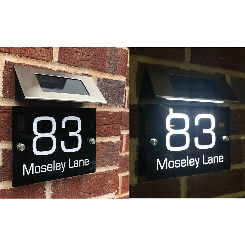 

Door Plaques Door Signs Door Number 1 - 999 Personalised Name Solar Light