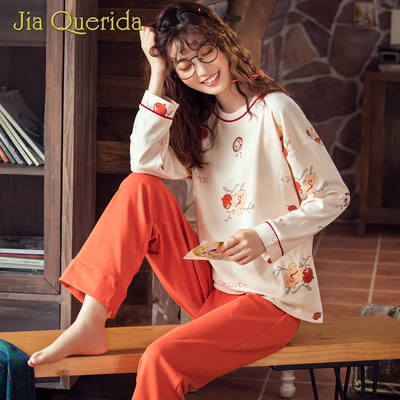 Пижамный комплект для женщин домашняя одежда пижама из хлопка с принтом кролика