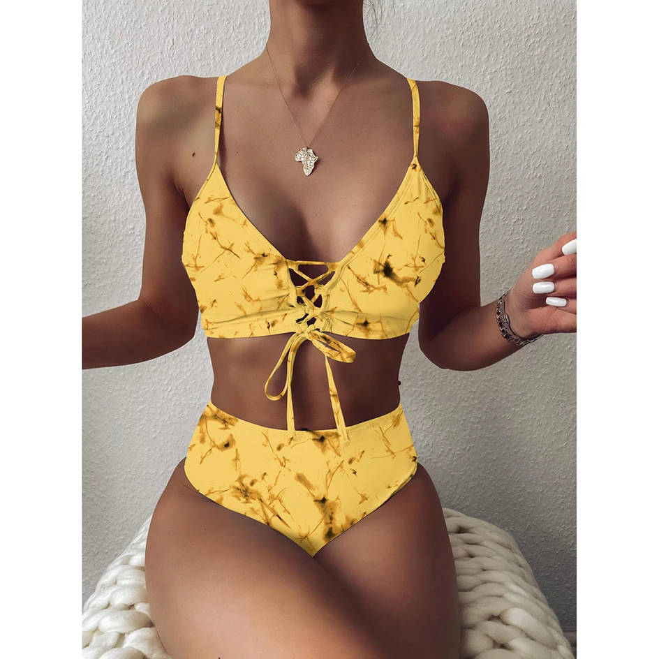 

High Waist Bikinis Women's Swimwear 2020 New Swimsuit for Woman Bathing Suit Sexy Tie-dye Bikini Set Push Up Swimsuits Swim Wear