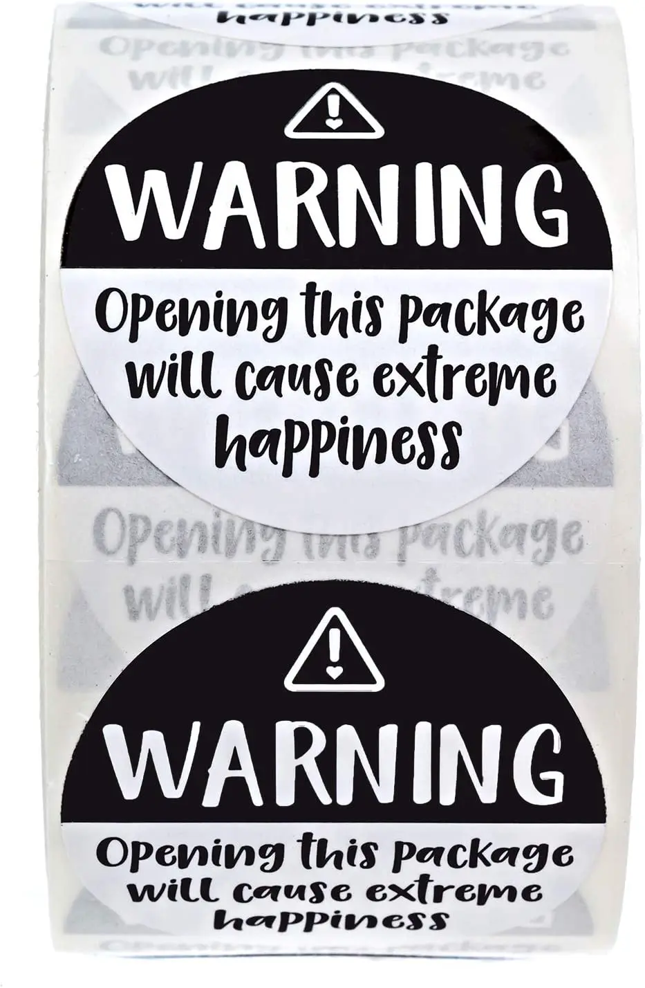 

500Pcs Round Warning Sticker Black and White Adorable Extreme Happiness Decoration Sticker Labels for Business Small Business