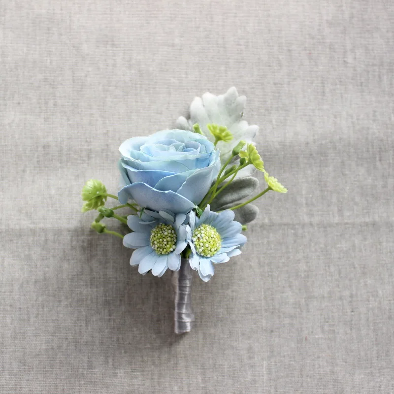 Искусственный Шелковый цветок розы Свадебные Мужские цветы бутоньерка для