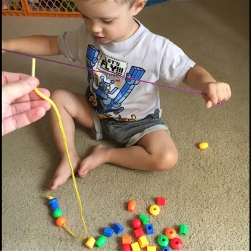 

Preschool Large Lacing Beads for Kids - 50 Stringing Beads with 4 Strings N0HD