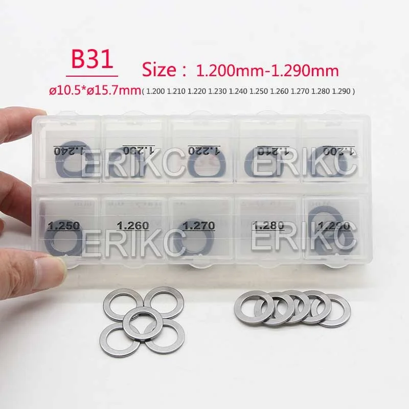 

ERIKC 50 шт. набор прокладок для дизельного инжектора CR, размер B31: 1,20 мм-1,29 мм, топливная форсунка, шайба, наборы прокладок для впрыска топлива