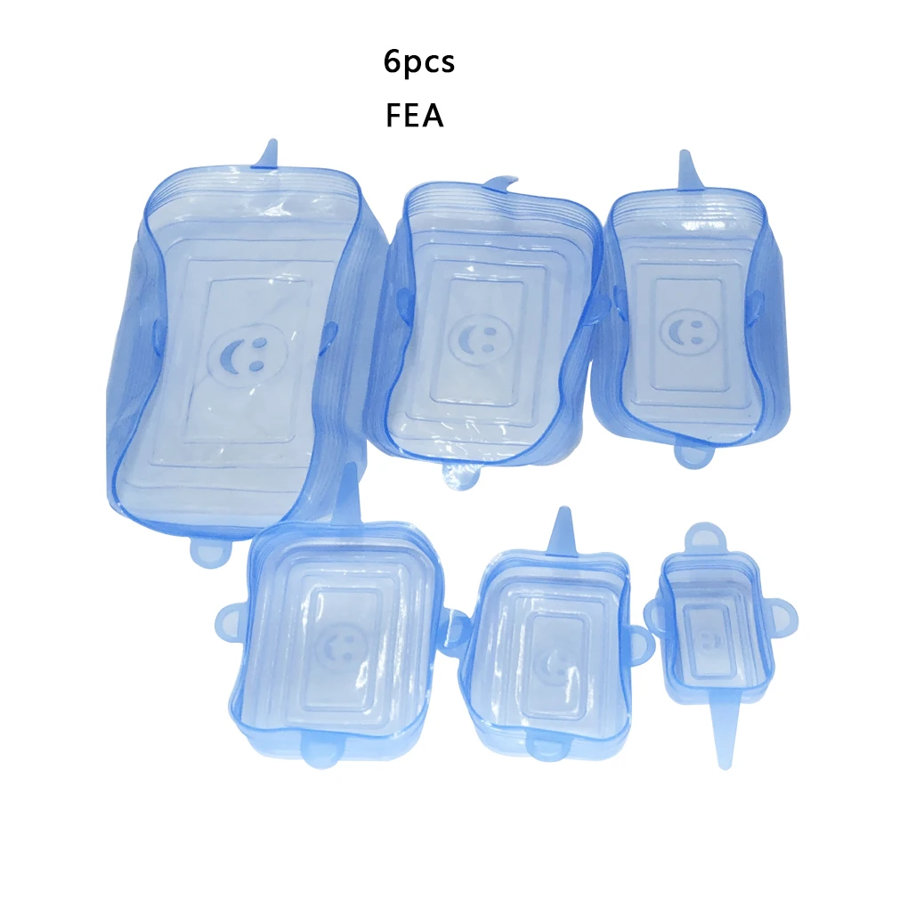 

6Pcs Silicone Stretchable Fresh-Keeping Cover Reusable Fruits Vegetables Food Sealed Storage Lids FEA