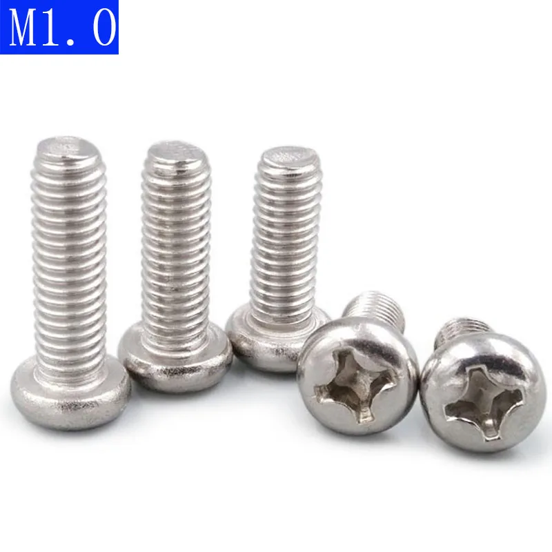 

M1.0 X 0.25 ( 1mm ) 304 Stainless Steel Phillips Pan Head Machine Screws DIN 7985 A2-70