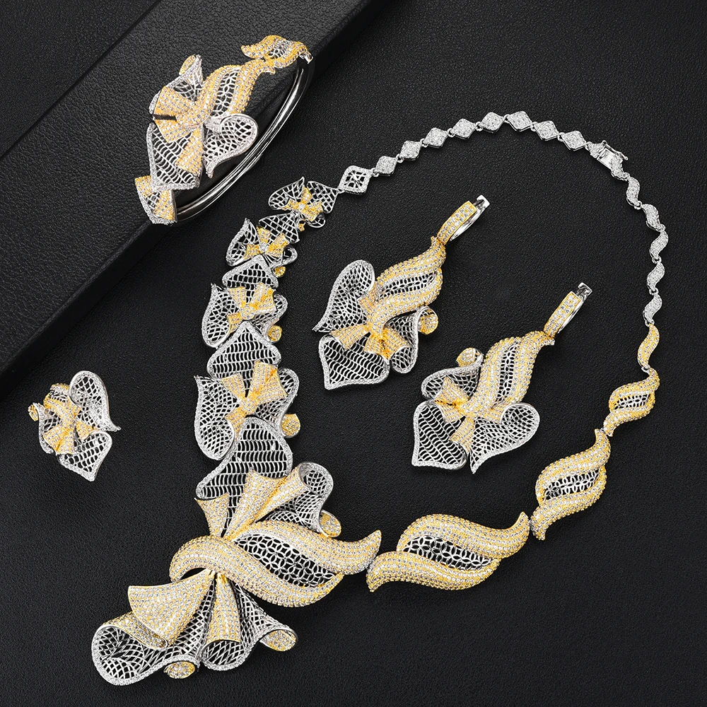 

Роскошные комплекты ювелирных изделий с бантом из фианита, 4 шт.