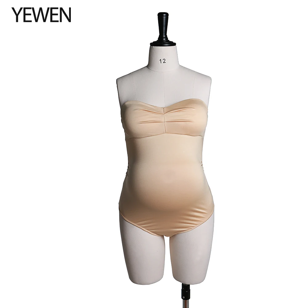 Strapless Stretchy Fabric Maternity Bodysuit Pregnancy Photoshoot Bodycon Rompers 2021 Summer YEWEN