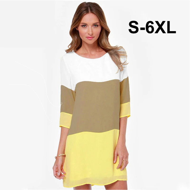 Женское короткое платье с разноцветным разрезом модные прямые Вечерние