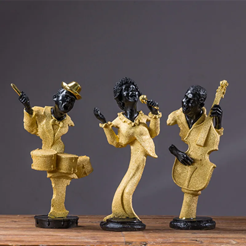 WU CHEN LONG Abstract Band Character Figurine Art Instrument Music Figures Statue Creative Resin Craft Decorations Home R4105