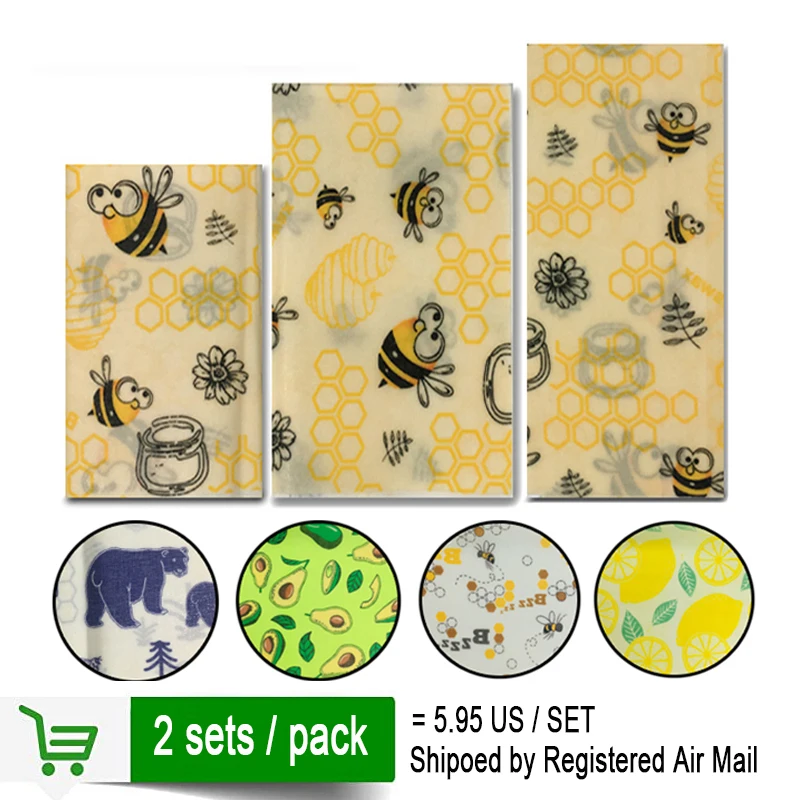 2 компл./упак. многоразовая ткань для пчелиного воска обертка еды крышка свежего