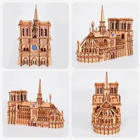 3d wooden puzzle model diy handmade mechanical toys for children adult model kit cathedral jigsaw