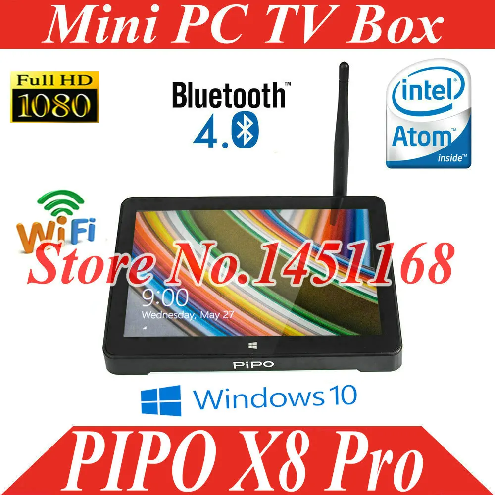 ТВ приставка Pipo X8 Pro мини ПК с Windows 10 блестками Большие размеры ОС Intel 4 ядра 2 ГБ/32 ГБ