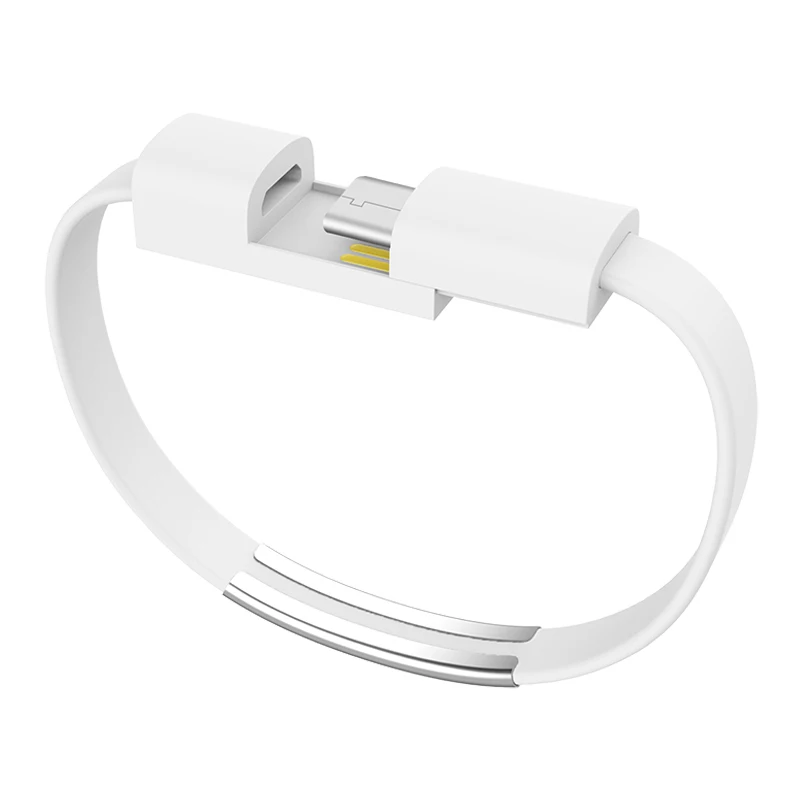 LEAF браслет Micro USB кабель type C USB кабель для зарядки данных для iPhone XS Max XR X 7 8 6 Android USB кабели для мобильных телефонов - Цвет: white