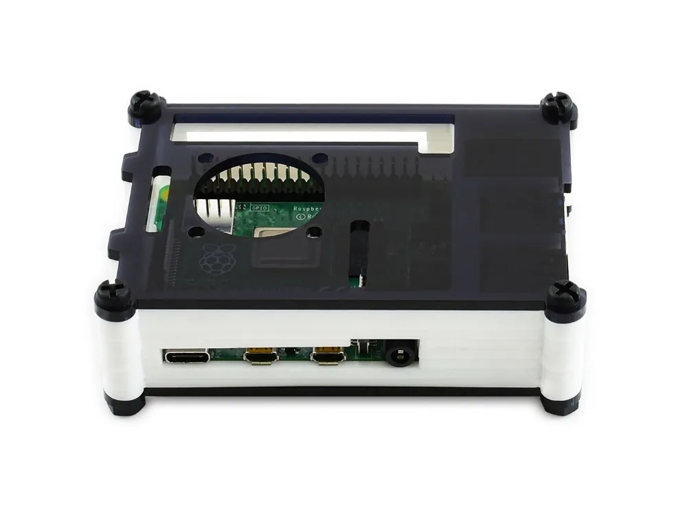 Waveshare черный/белый акриловый чехол для Raspberry Pi 4 Модель B, с охлаждающим вентилятором, пылестойкость, хорошее распределение тепла