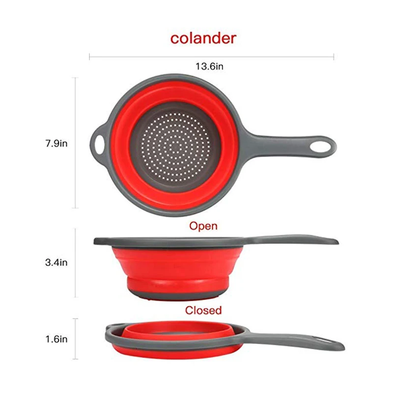 Силиконовая сливная корзина кухонные аксессуары Круглый дуршлаг складной ящик