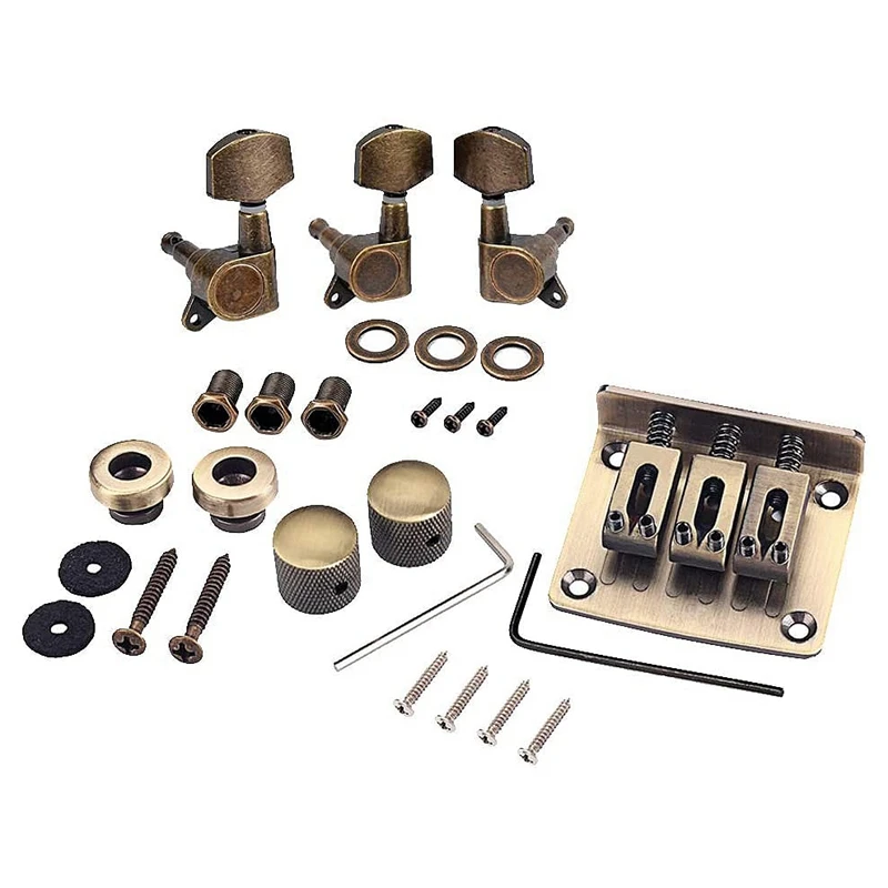 

Guitar Parts Combo Kits Saddle Bridge Tuning Pegs Control Knobs Strap Locks Washers For 3 String Cigar Box Guitar
