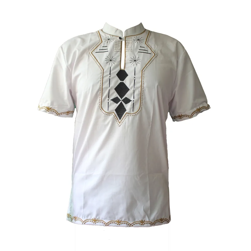 

Dashiki T-shirt pakistan Embroidery saree Clothes Short Kaftan Men`s African Wedding Tunic Attire