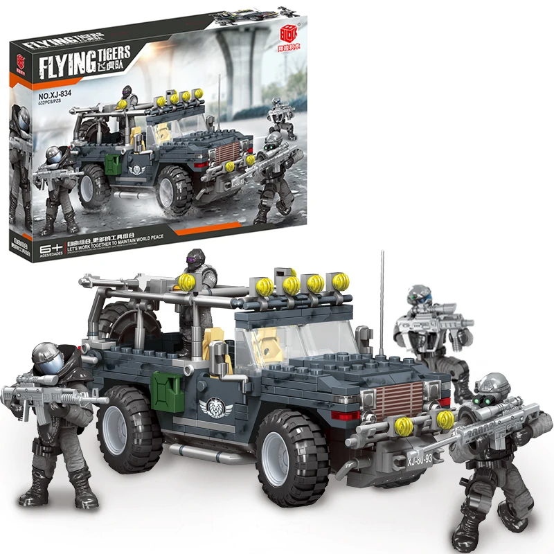 Спецназ летающий тигр автомобиль строительные блоки городская техника полиция